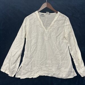 Richard Malcolm Irish Linen Top Woman's S Dainty Beaded Embellished Boho